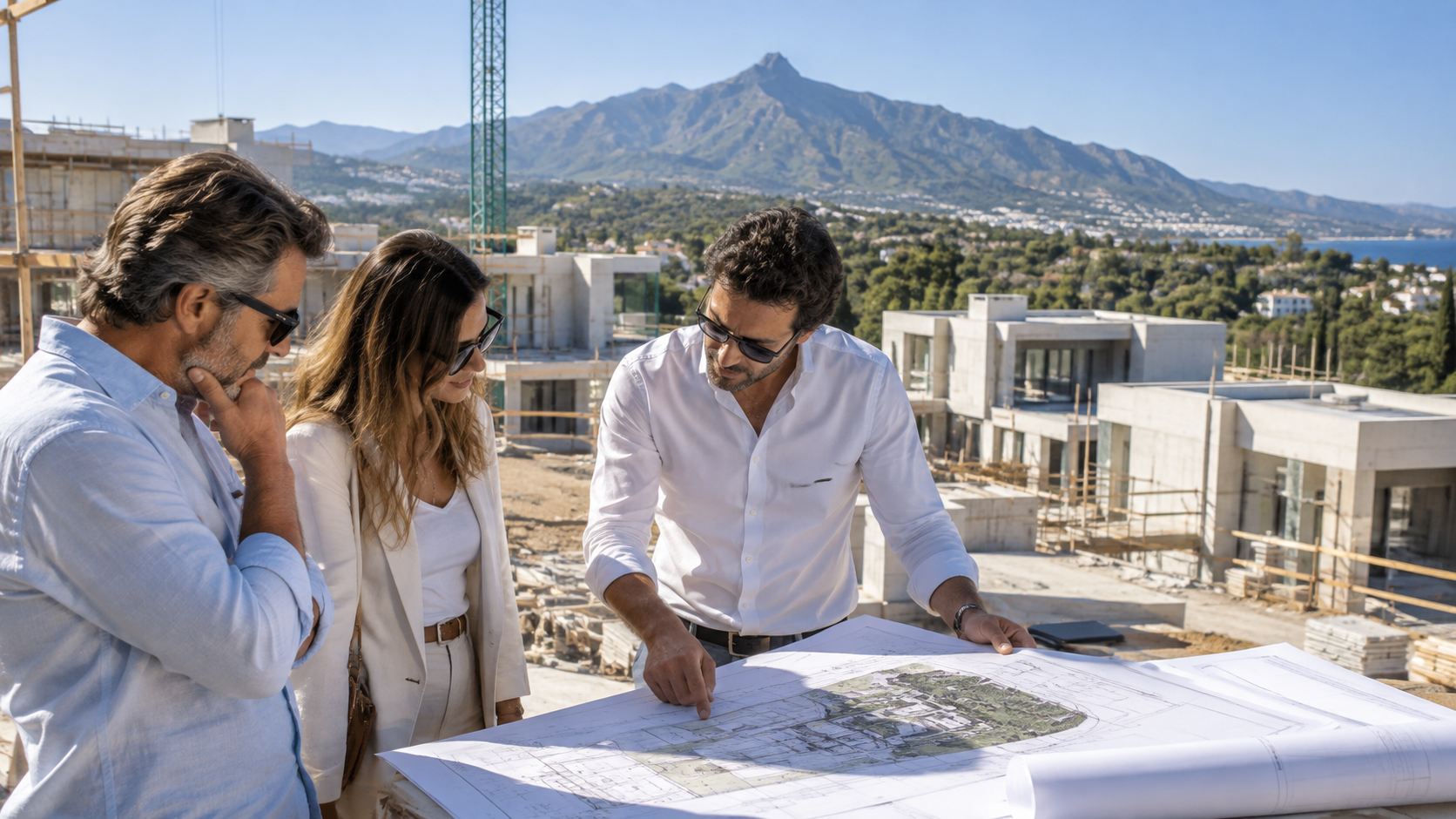Architects Reviewing Plans by the Coast in Marbella
