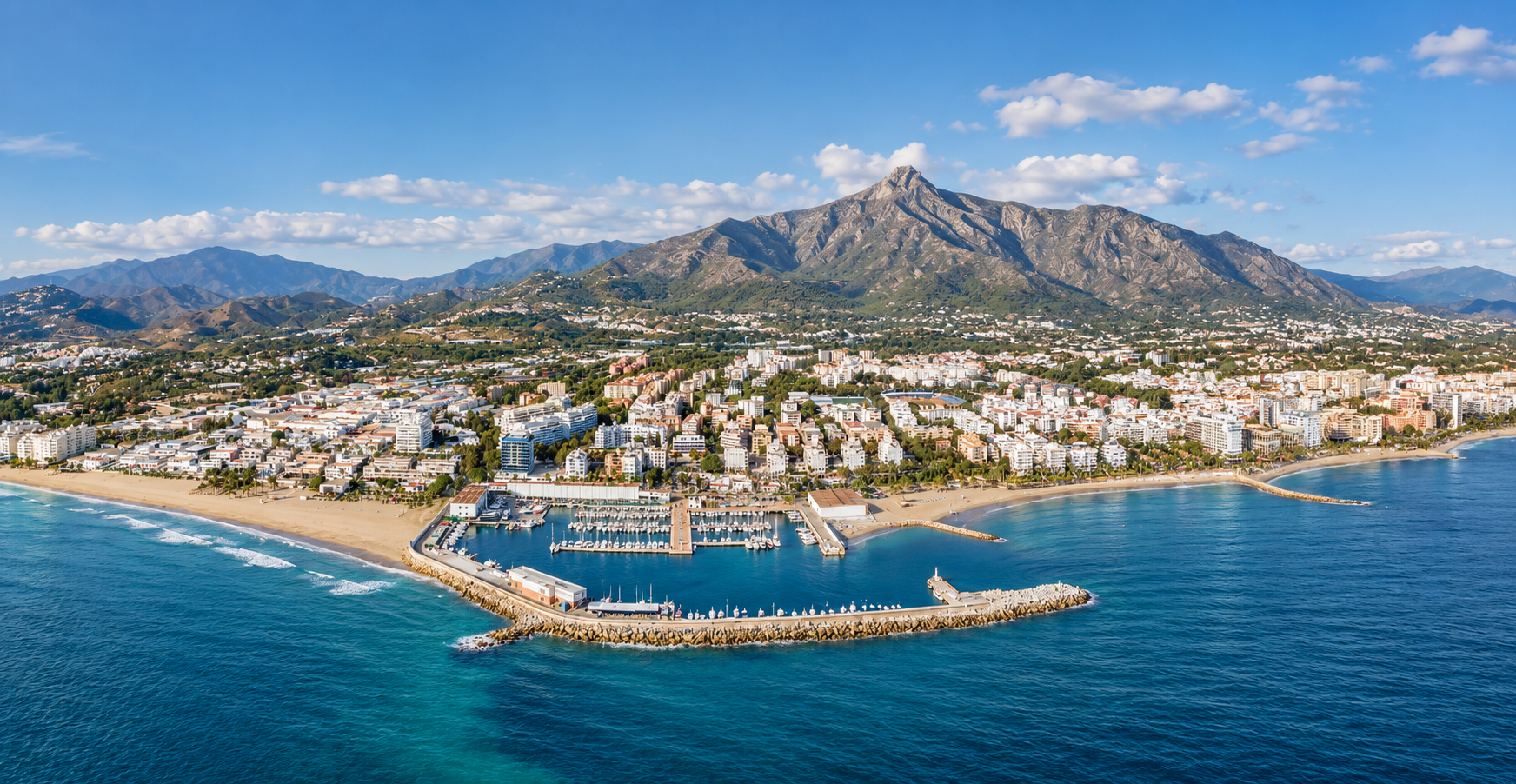 Aerial view of Marbella coastline