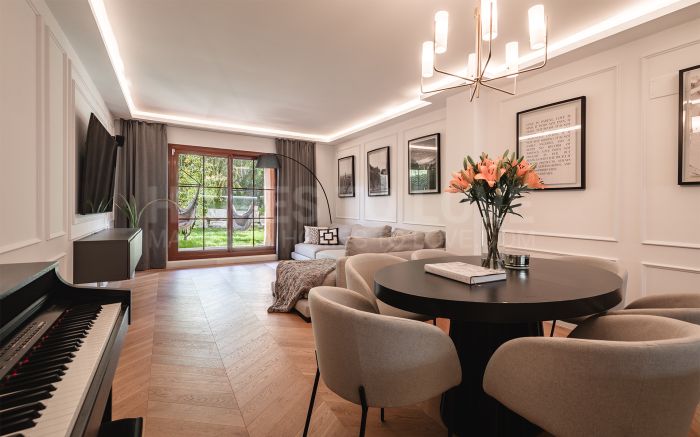 Fully renovated garden apartment in Gazules del Sol, a gated complex close to amenities in Benahavís