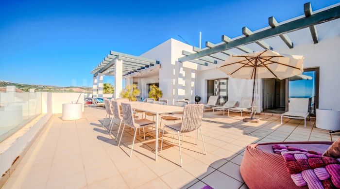 Front line golf penthouse with panoramic views in Las Terrazas de Cortesín, Finca Cortesin, featuring 3 bedrooms, extensive terraces, and resort security.